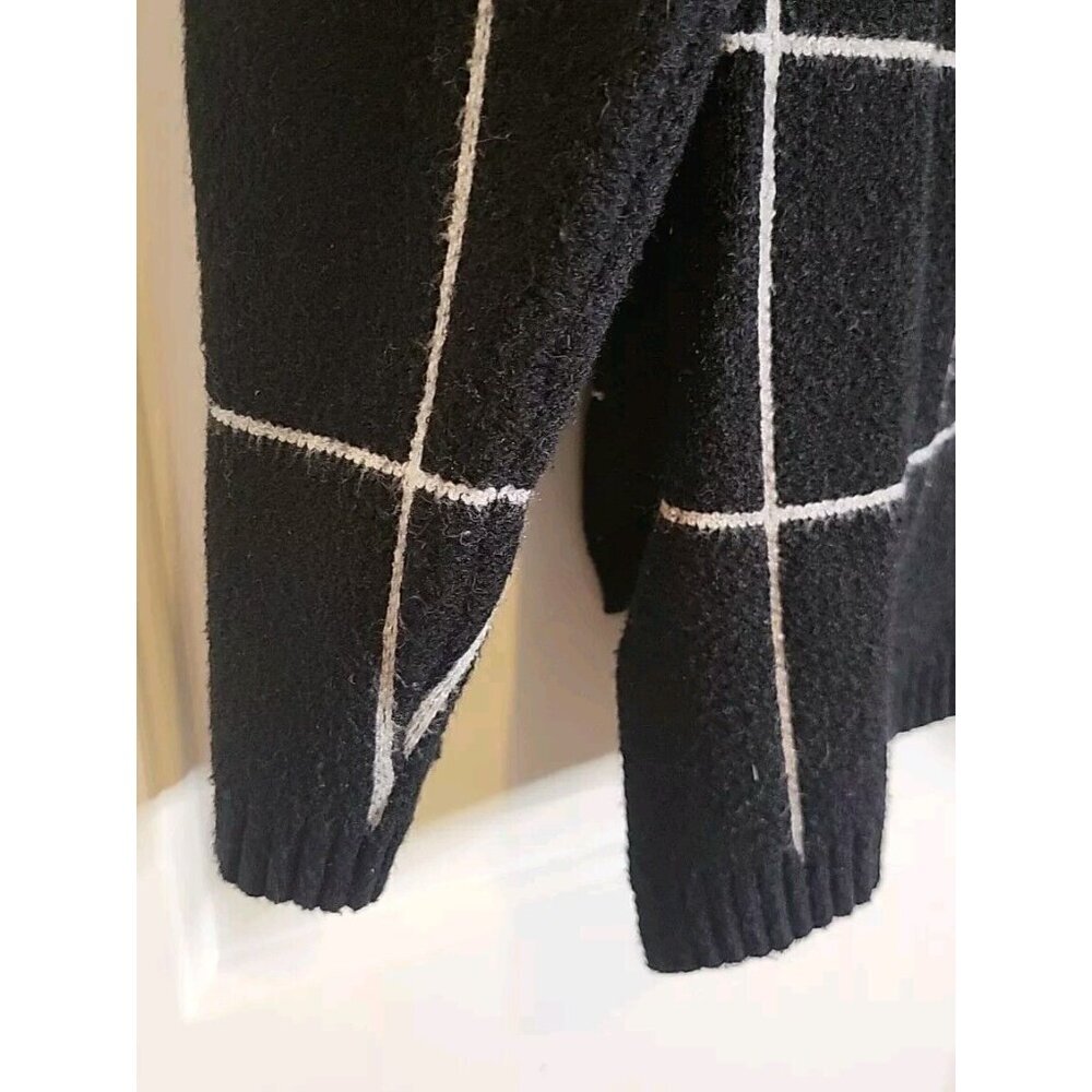 Kirundo Grid Pattern Black Turtleneck Drop Should… - image 5